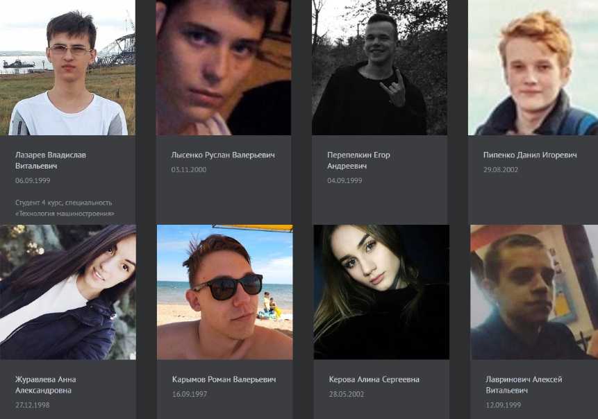 Список погибших в теракте фото. Список погибших в Керчи 17 октября 2018. Керчь колледж Политехническом колледже.