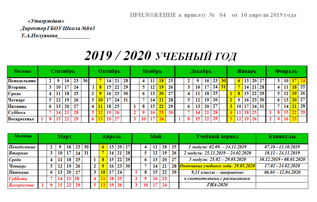 2019-2020 Учебный год. Школьные каникулы. Школьные четверти и каникулы. Расписание школьных каникул.