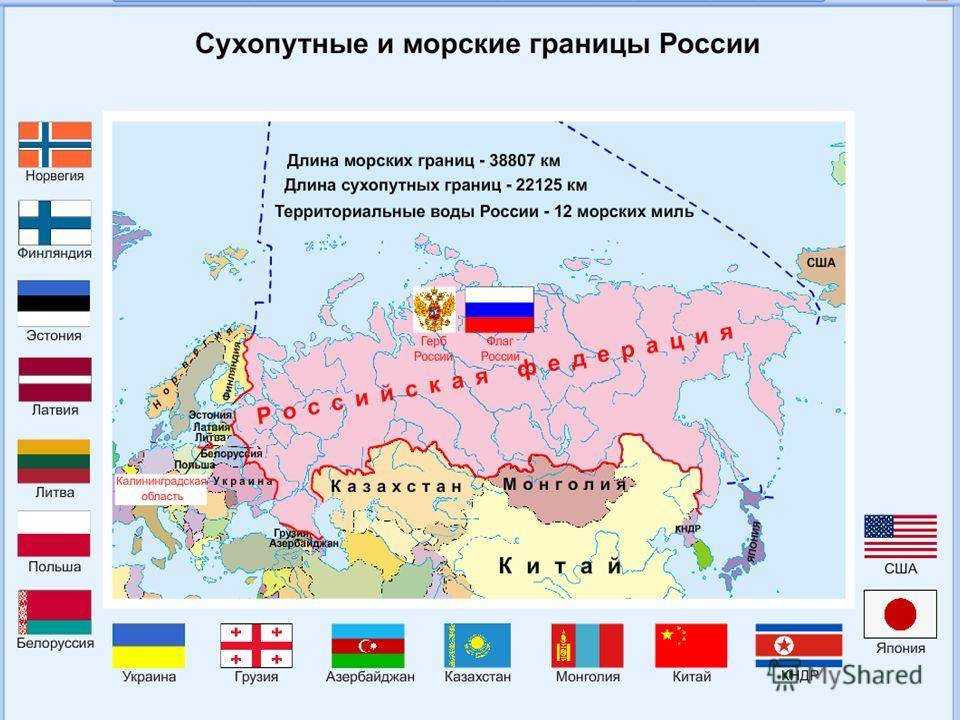 Карта россии и пограничных государств