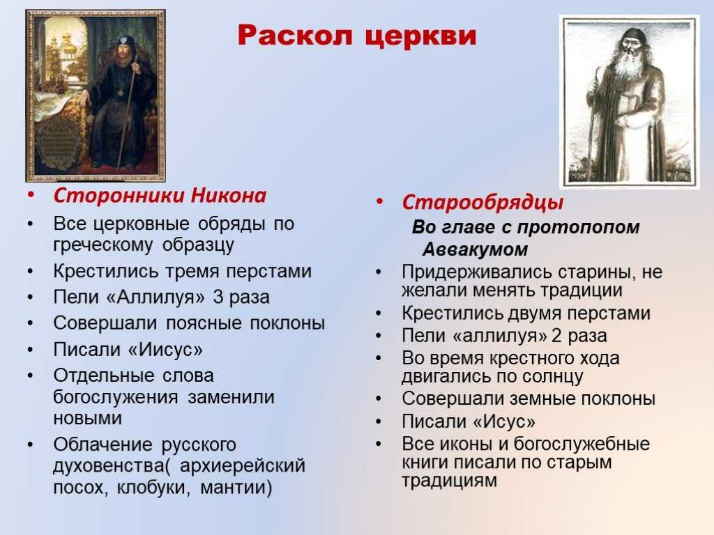 Раскол русской православной церкви в 17 веке