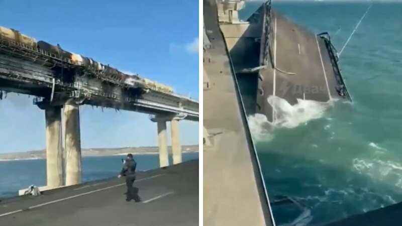 На крымском мосту теракт: рухнул пролет, движение закрыто (видео, фото)