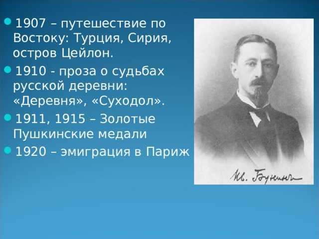 Краткая биография бунина